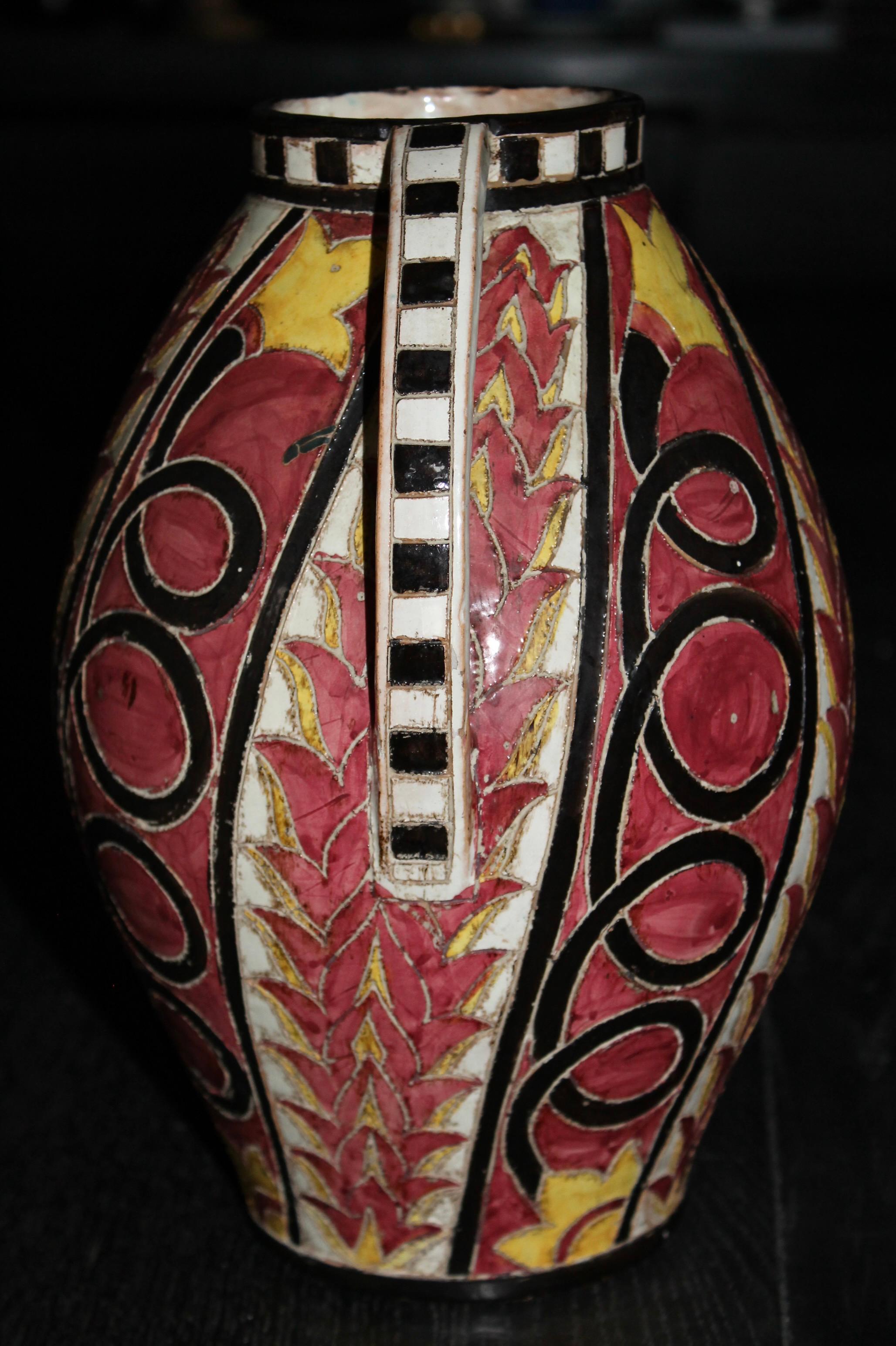 S.A.C.A. Sgraffito-Vase (20. Jahrhundert) im Angebot