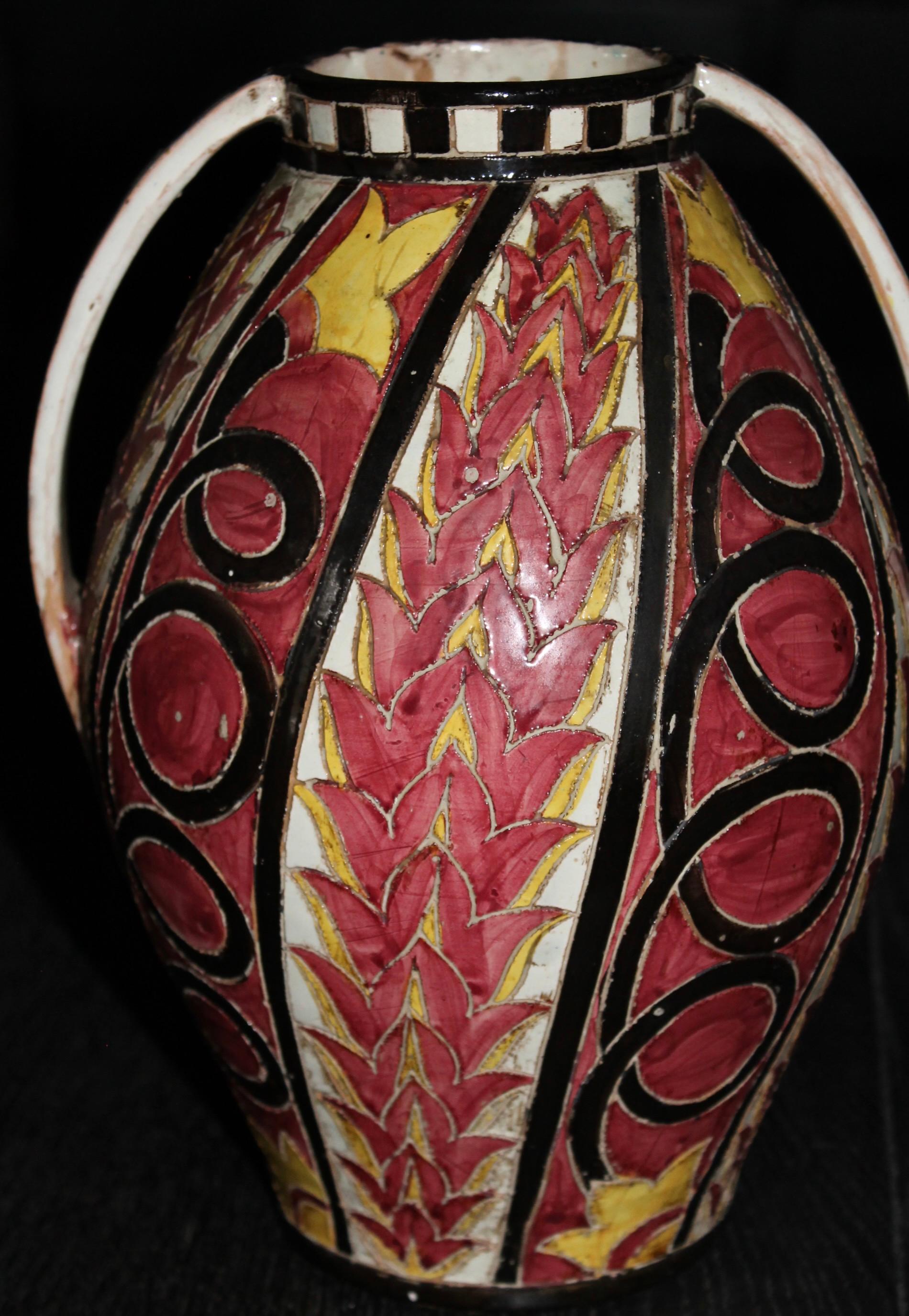 S.A.C.A. Sgraffito-Vase (Keramik) im Angebot