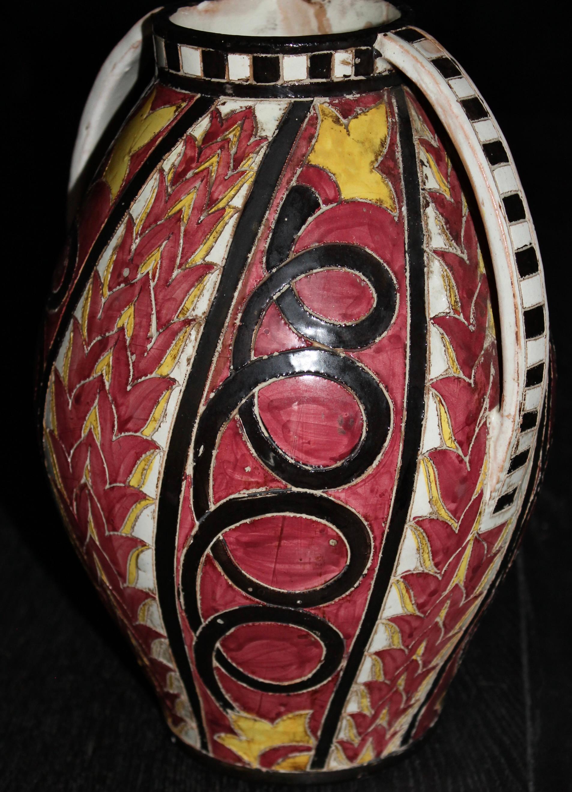 S.A.C.A. Sgraffito-Vase im Angebot 1