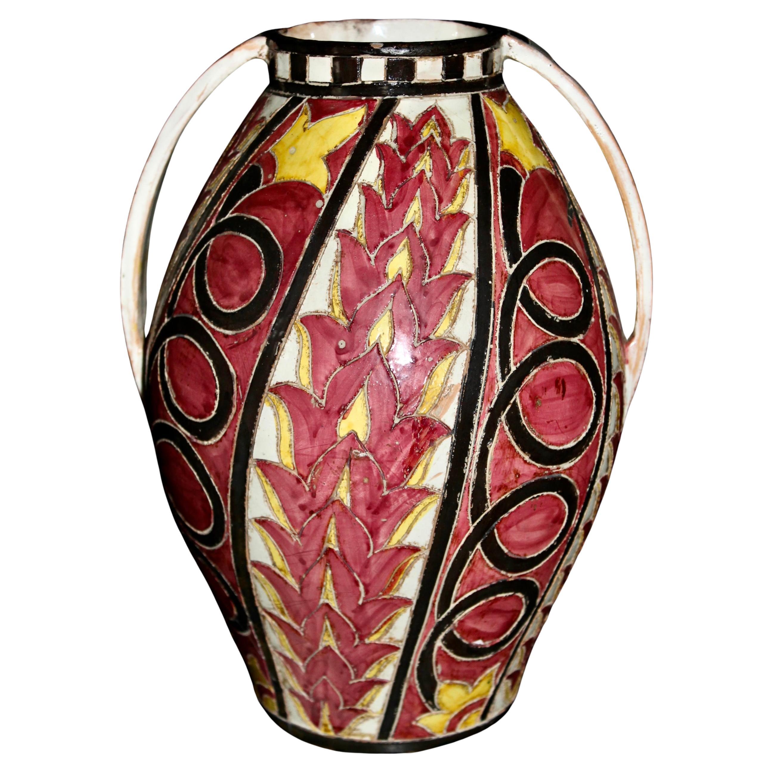 S.A.C.A. Sgraffito-Vase im Angebot