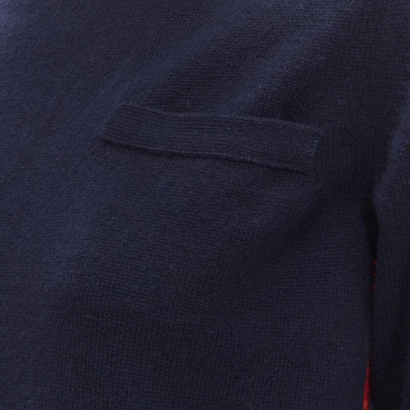 SACAI 100% wool navy red striped embroidery anglais flared turtleneck JP1 S 2