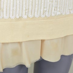 SACAI 2007 Gelb Baumwolle Weiß Paillettenbesatz Strickjacke Pullover Weste Twin Set JP2 M