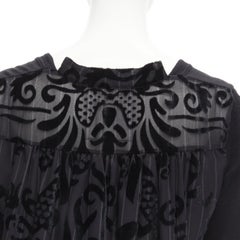 SACAI 2014 black 100% wool velvet devore striped sheer sweater dress JP2 M