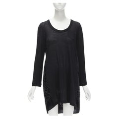 SACAI 2014 black 100% wool velvet devore striped sheer sweater dress JP2 M