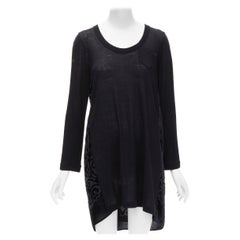 SACAI 2014 abito nero in velluto 100% lana devore a righe trasparenti JP2 M