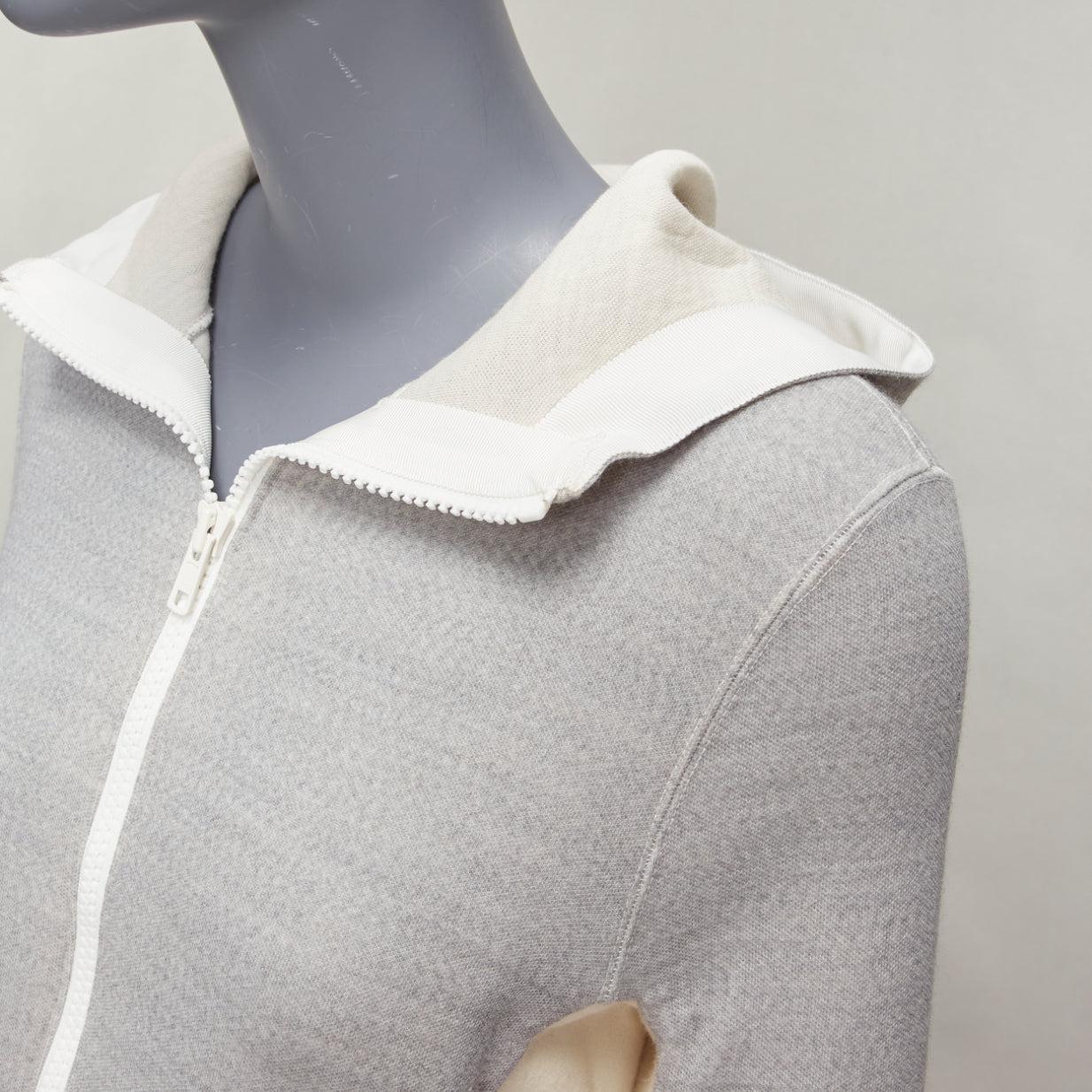 SACAI 2014 grey cream hybrid reconstructed flared back hoodie JP3 L For Sale 3
