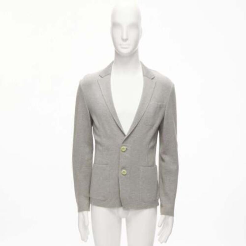 SACAI 2015 light grey cotton contrast collar knitted blazer jacket JP2 M 5