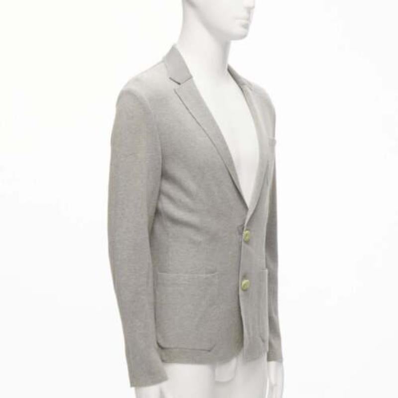 SACAI 2015 light grey cotton contrast collar knitted blazer jacket JP2 M In Good Condition In Hong Kong, NT