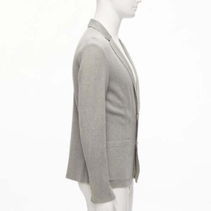Men's SACAI 2015 light grey cotton contrast collar knitted blazer jacket JP2 M