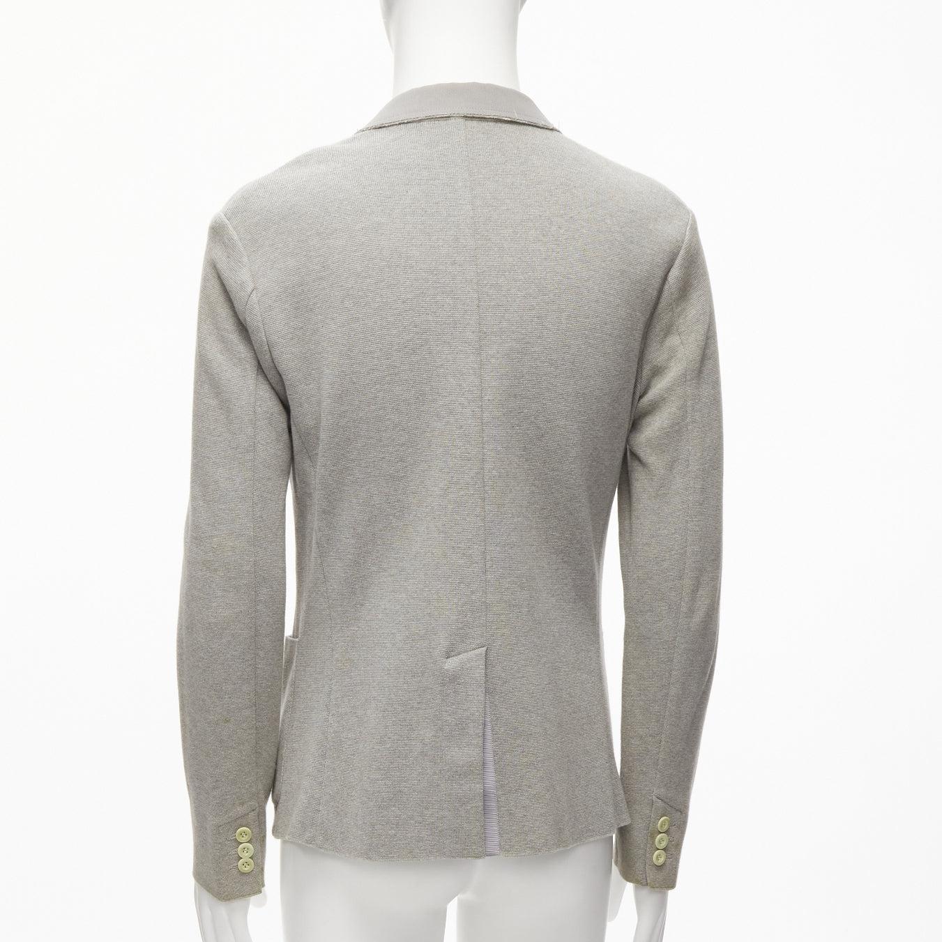 SACAI 2015 light grey cotton contrast collar knitted blazer jacket JP2 M For Sale 1