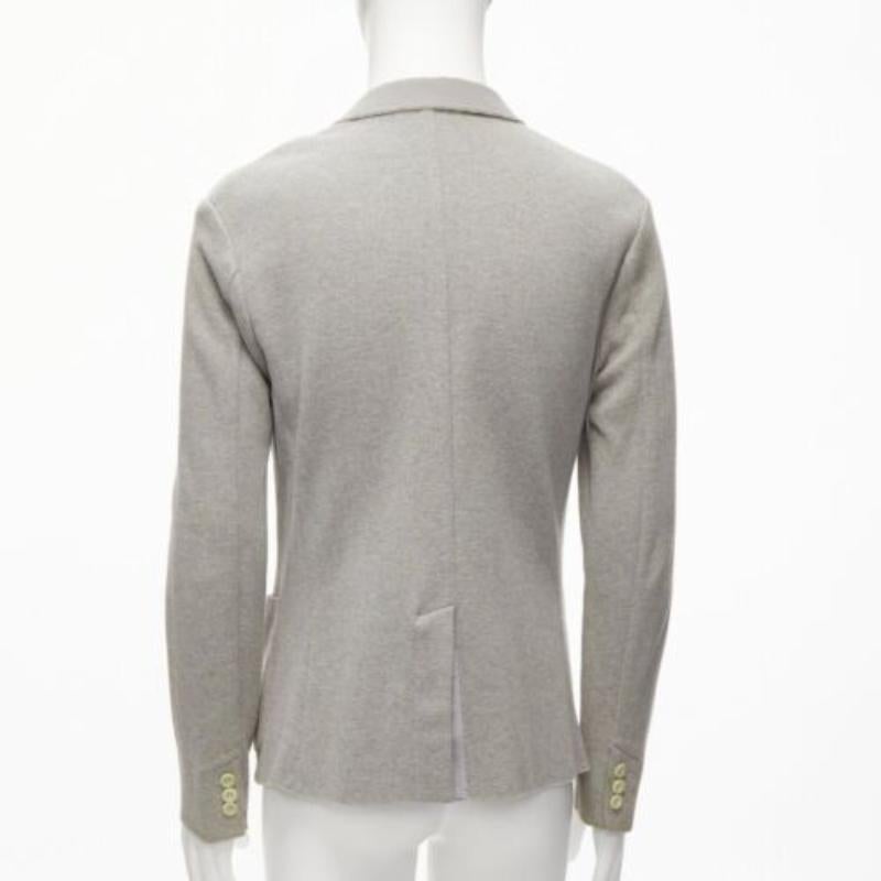 SACAI 2015 light grey cotton contrast collar knitted blazer jacket JP2 M 1