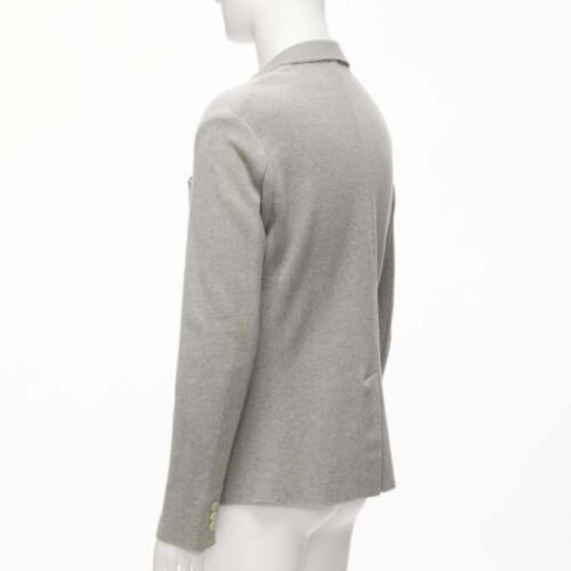 SACAI 2015 light grey cotton contrast collar knitted blazer jacket JP2 M 2