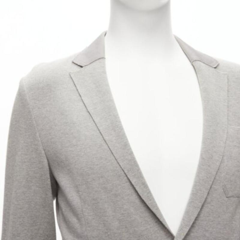 SACAI 2015 light grey cotton contrast collar knitted blazer jacket JP2 M 3