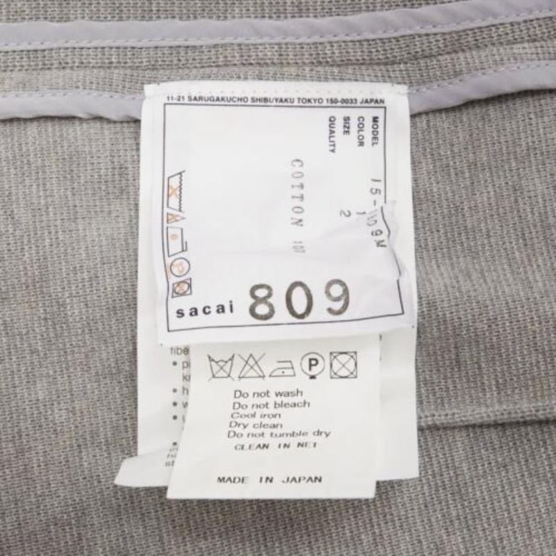 SACAI 2015 light grey cotton contrast collar knitted blazer jacket JP2 M 4