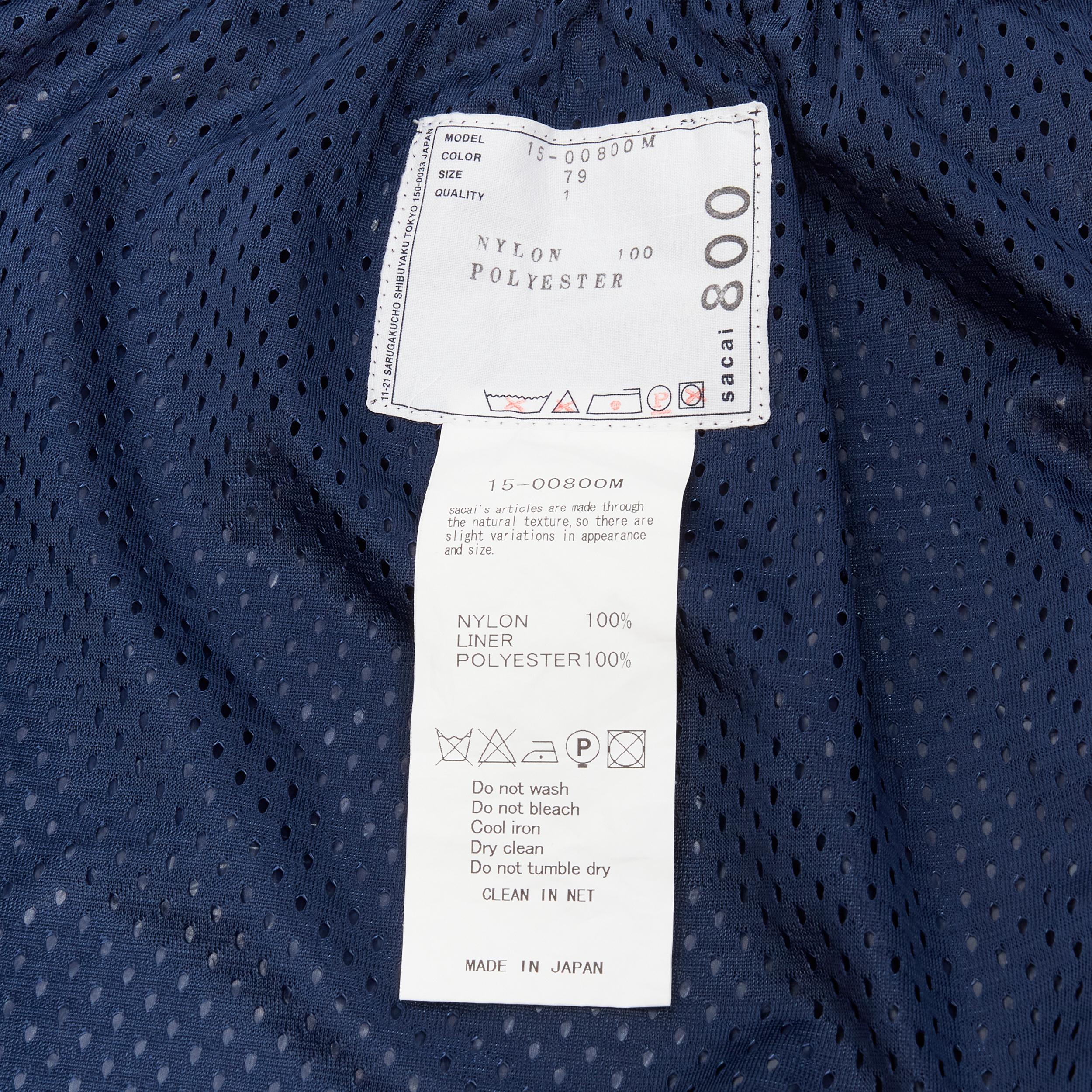 SACAI 2015 navy blue light nylon technical pocket grosgrain zip vest S For Sale 5