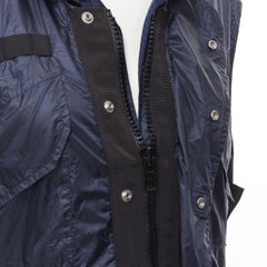 SACAI 2015 navy blue light nylon technical pocket grosgrain zip vest S