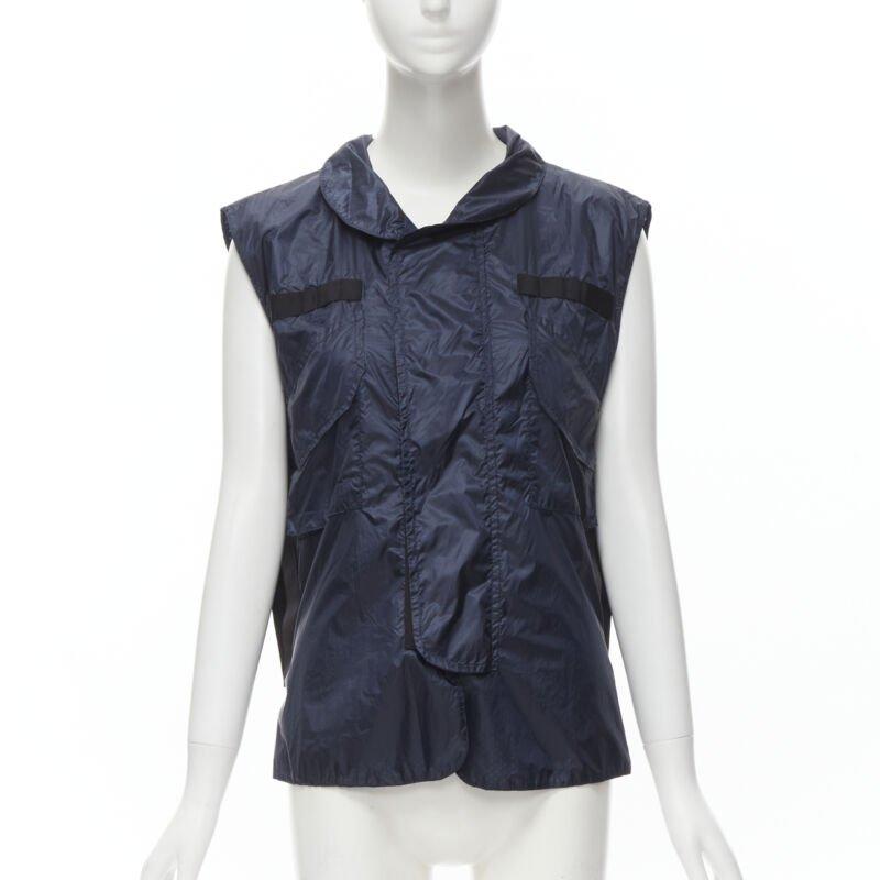 Chaleco SACAI 2015 azul marino con cremallera de grosgrain y bolsillos técnicos de nailon S Negro en venta