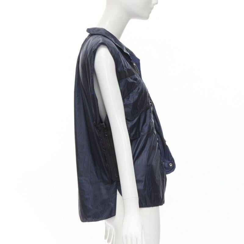 De los hombres Chaleco SACAI 2015 azul marino con cremallera de grosgrain y bolsillos técnicos de nailon S en venta