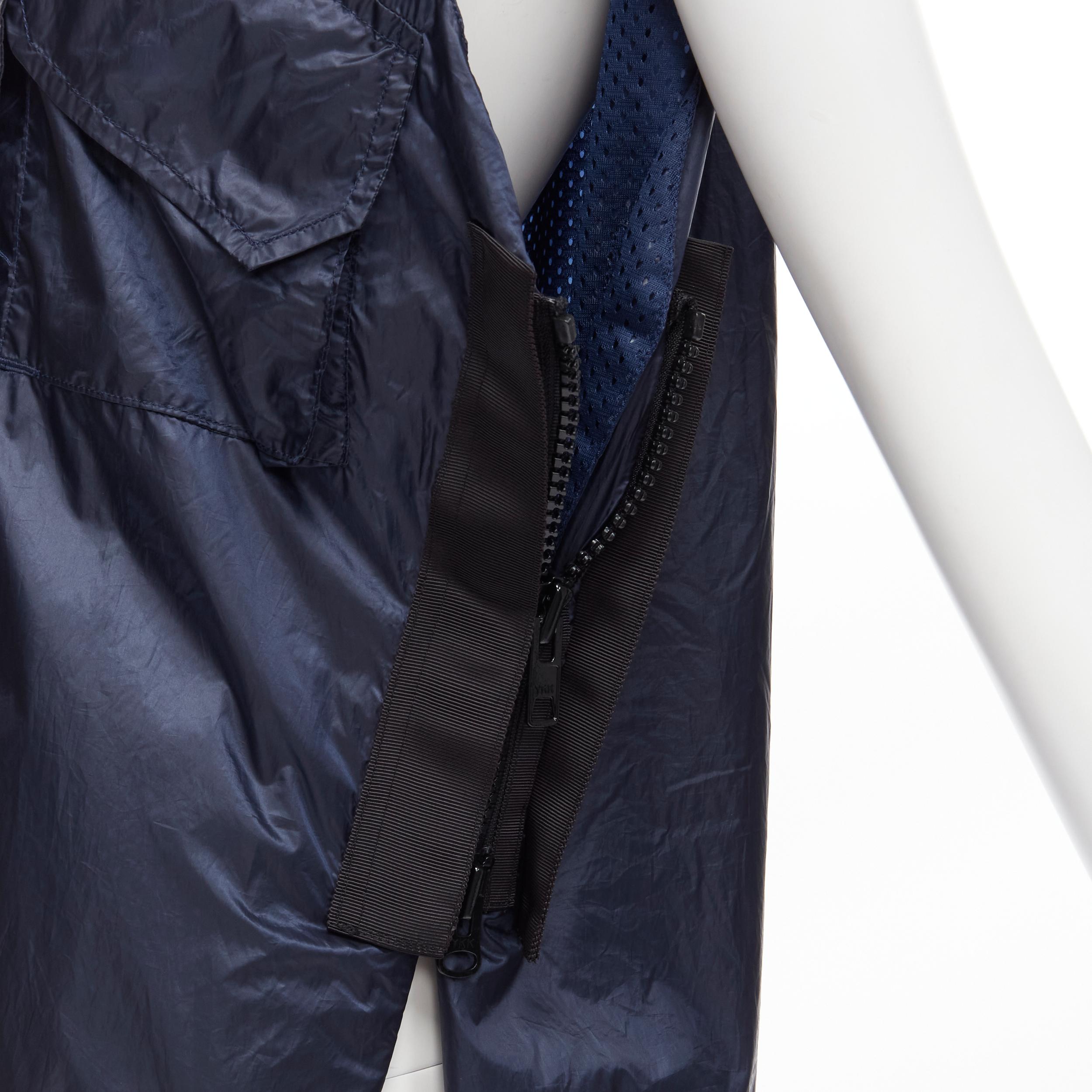 SACAI 2015 navy blue light nylon technical pocket grosgrain zip vest S For Sale 3