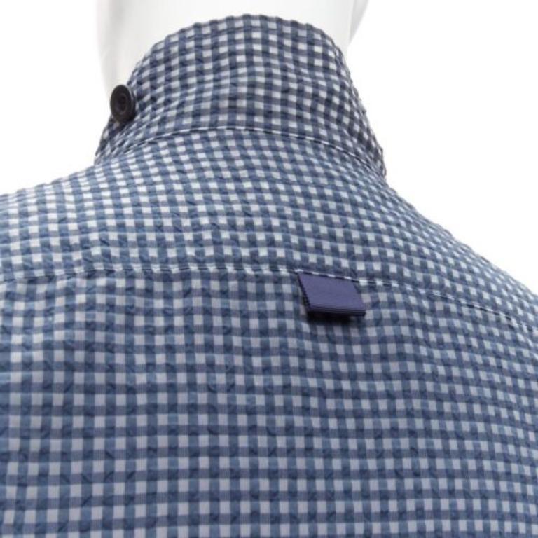 SACAI 2015 navy grey gingham cotton blend high neck bomber jacket JP3 L For Sale 3