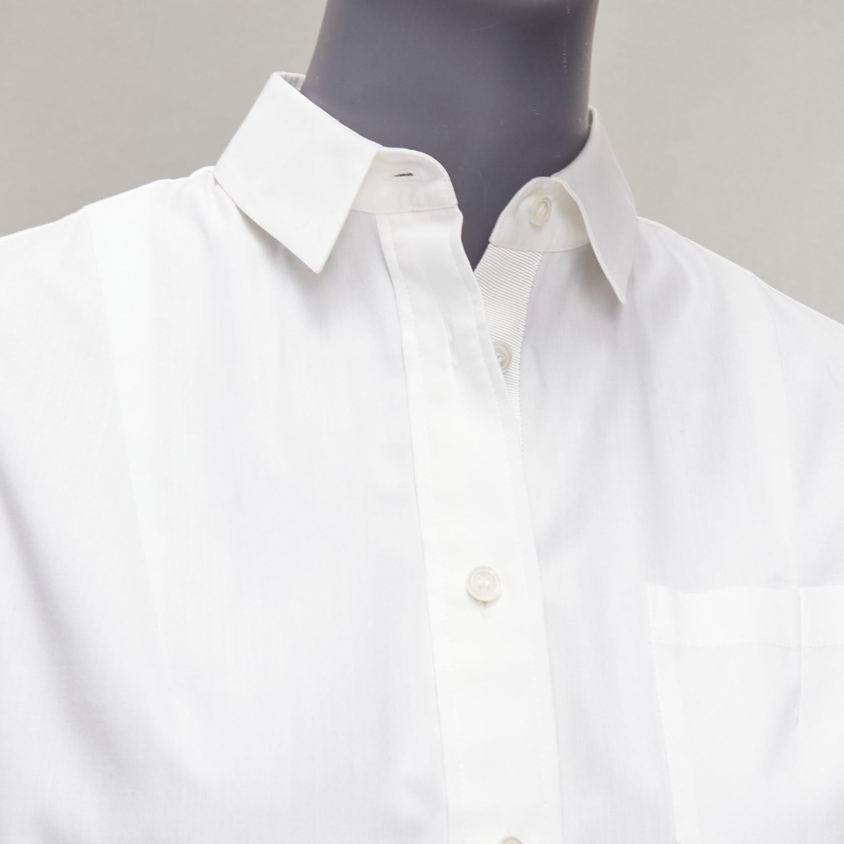 SACAI 2015 white floral lace hem bungee cord pocketed cropped shirt JP1 S For Sale 2