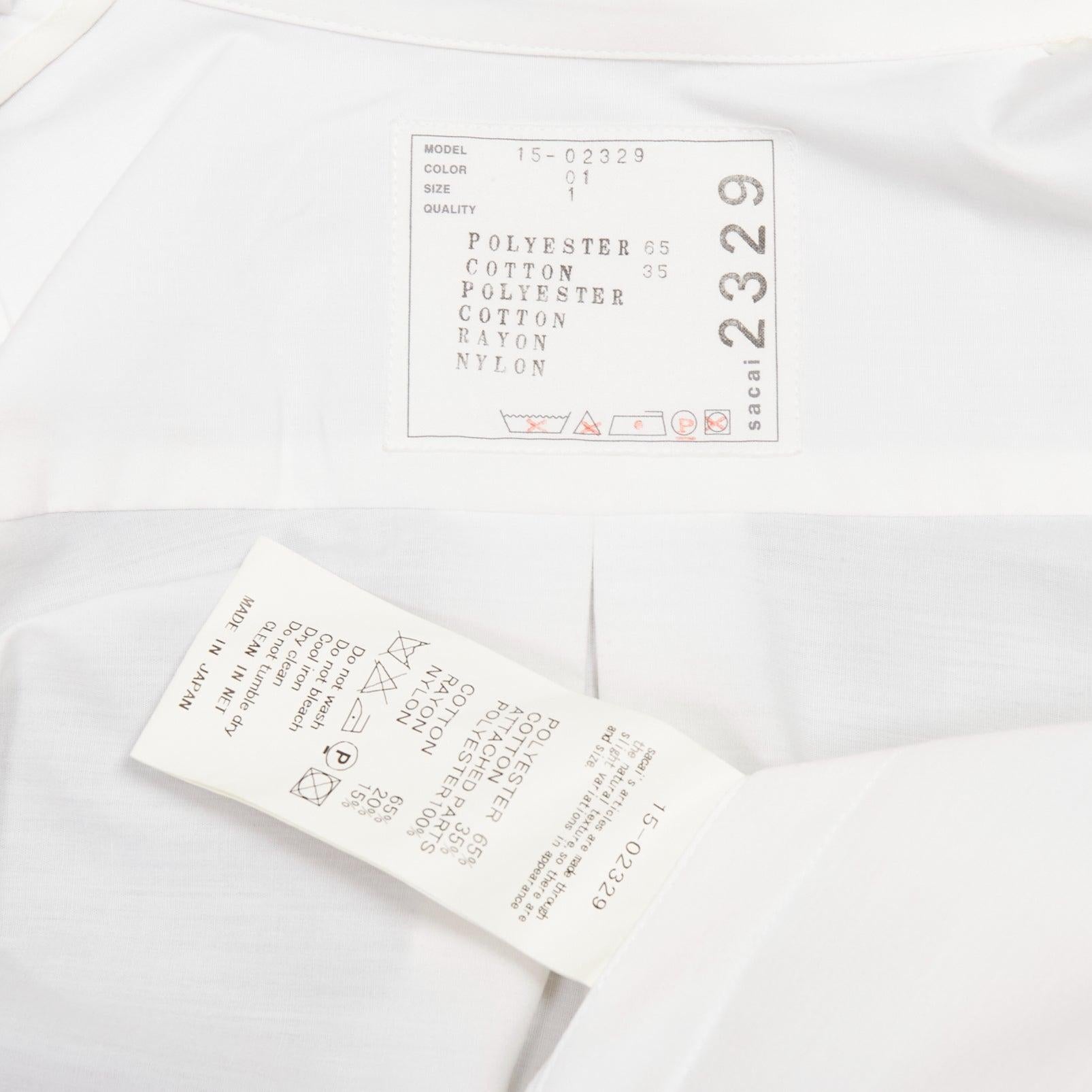 SACAI 2015 white floral lace hem bungee cord pocketed cropped shirt JP1 S For Sale 3