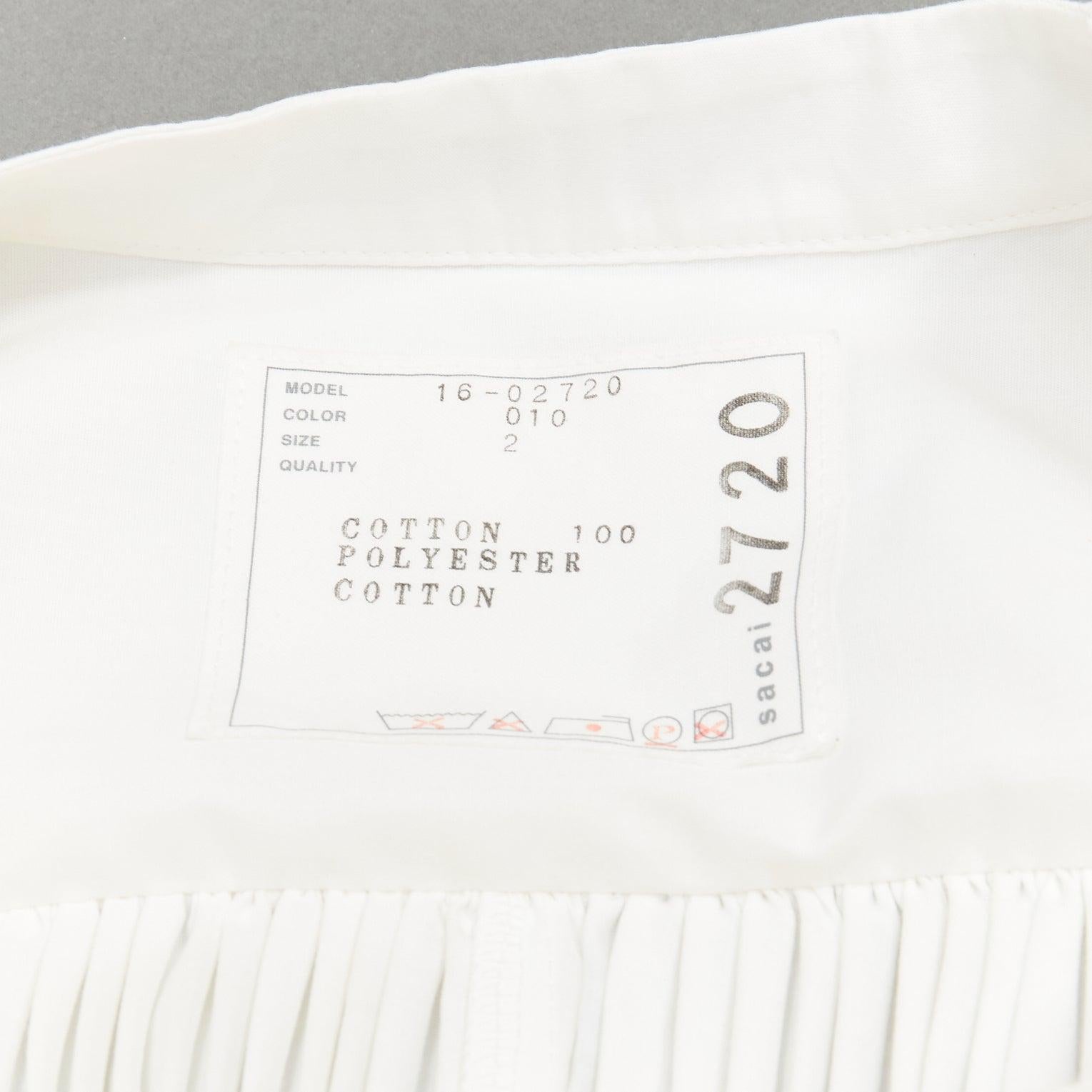 SACAI 2016 cream cotton plisse pleat back zip shoulder tshirt JP2 M For Sale 5