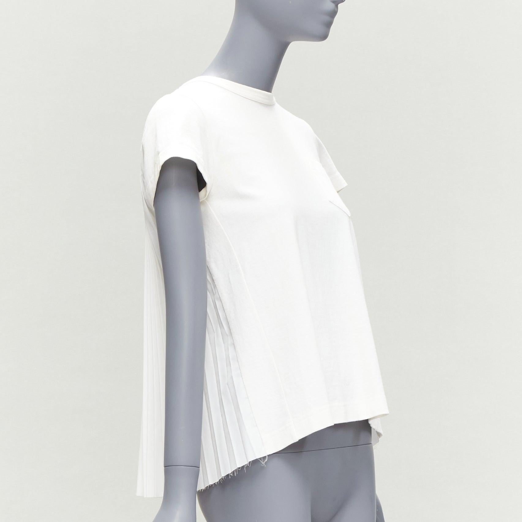 SACAI 2016 - T-shirt à épaules zippées en coton plissé crème JP2 M Bon état - En vente à Hong Kong, NT
