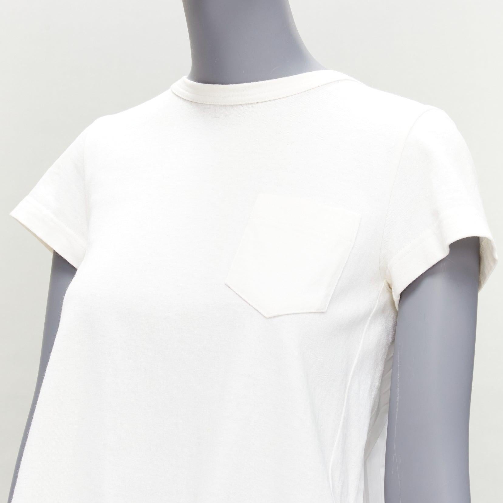 SACAI 2016 cream cotton plisse pleat back zip shoulder tshirt JP2 M For Sale 3