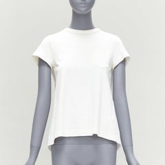 SACAI 2016 - T-shirt à épaules zippées en coton plissé crème JP2 M