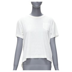 SACAI 2016 - T-shirt à poches blanches avec dos évasé et dentelle crème JP1 S