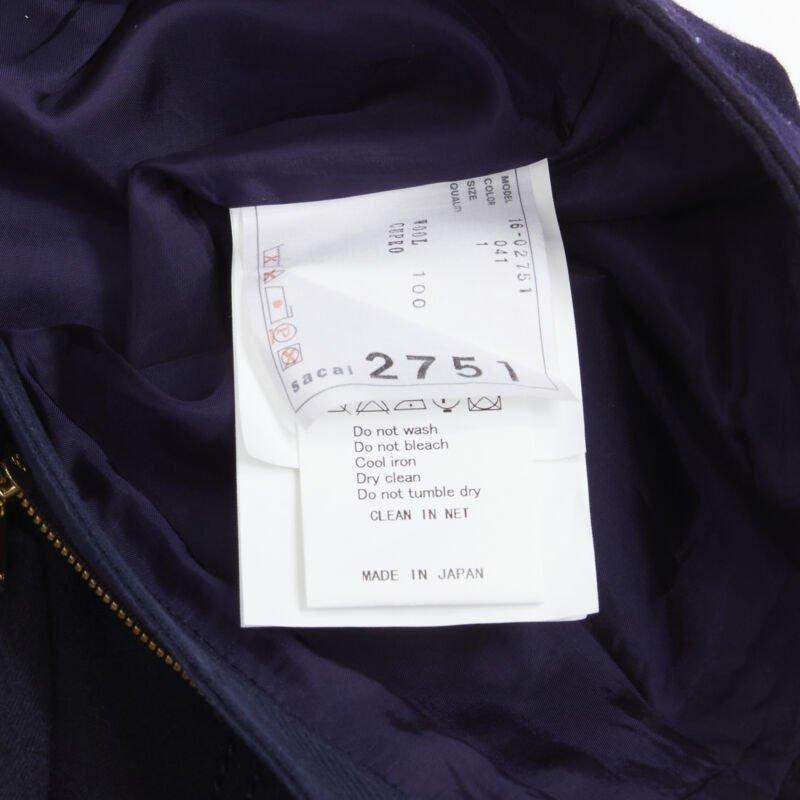 SACAI 2016 lana azul marino con ojales dorados y tachuelas Pantalón culotte de pernera ancha JP2 M en venta 4
