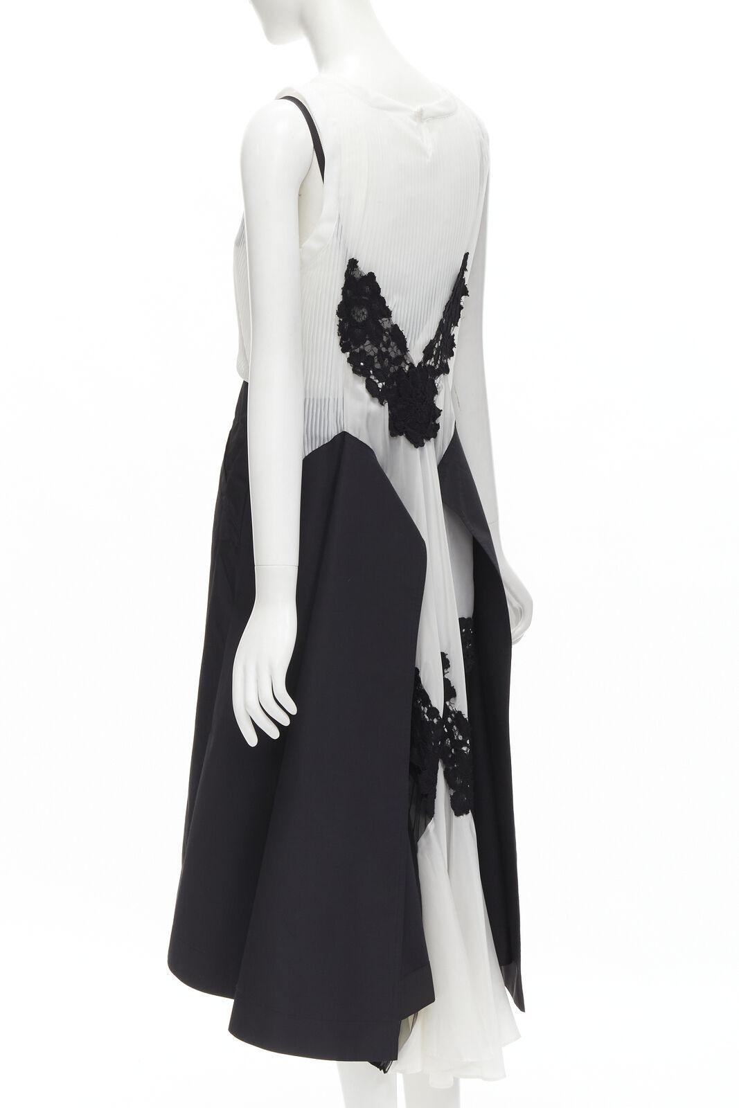 SACAI 2016 Runway white black sheer lace layered top midi dress JP2 M In Excellent Condition In Hong Kong, NT