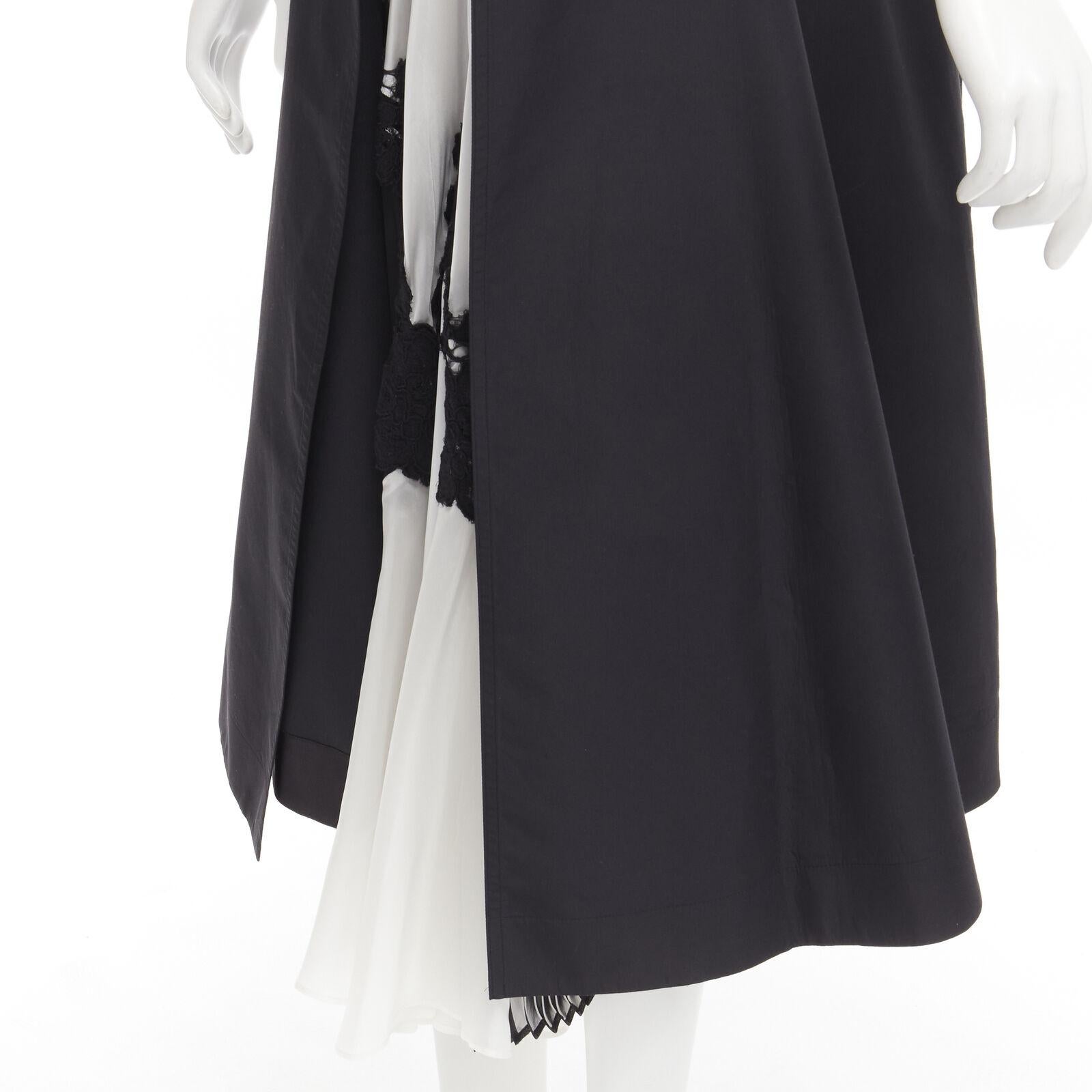 SACAI 2016 Runway white black sheer lace layered top midi dress JP2 M 4