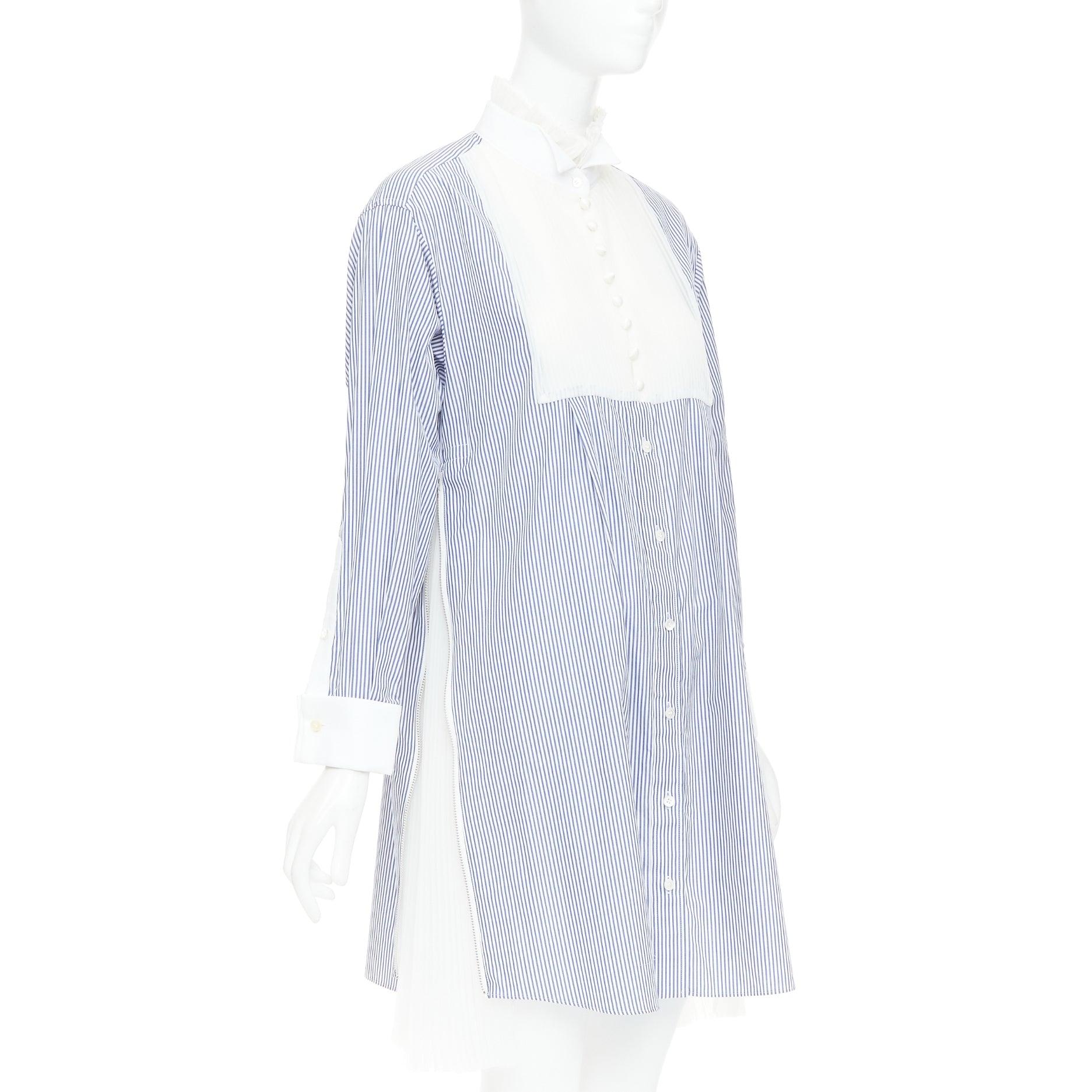 SACAI 2017 robe chemise à col roulé en popeline de coton rayée bleu et blanc JP1 S
Référence : LAYU/A00114
Marque : Sacai
Designer : Chitose Abe
Collection : 2017
Matériau : Coton
Couleur : Bleu, Whiting
Motif : Rayé
Fermeture : bouton
Détails