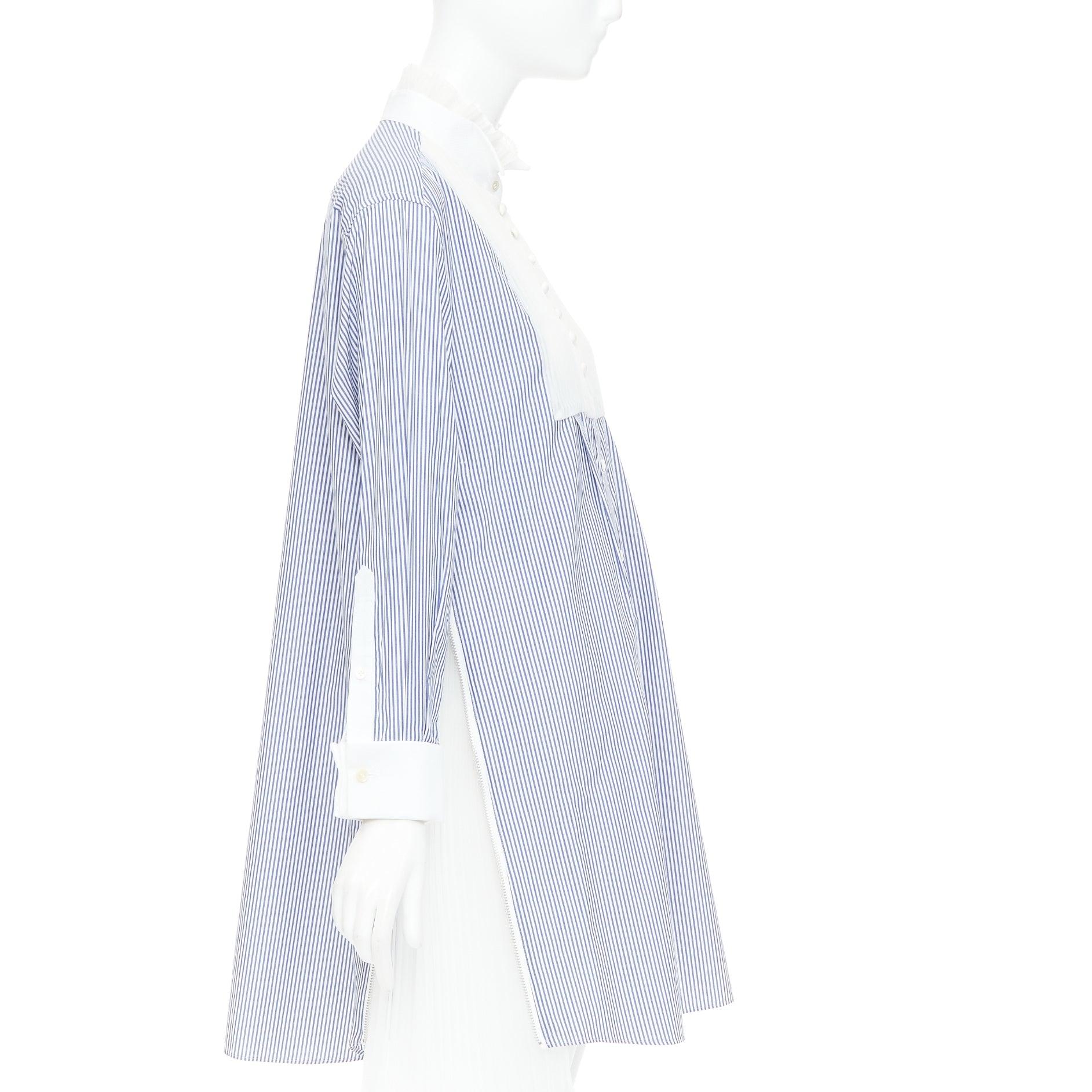 SACAI 2017 robe chemise à col roulé en popeline de coton rayée bleu et blanc JP1 S Excellent état - En vente à Hong Kong, NT