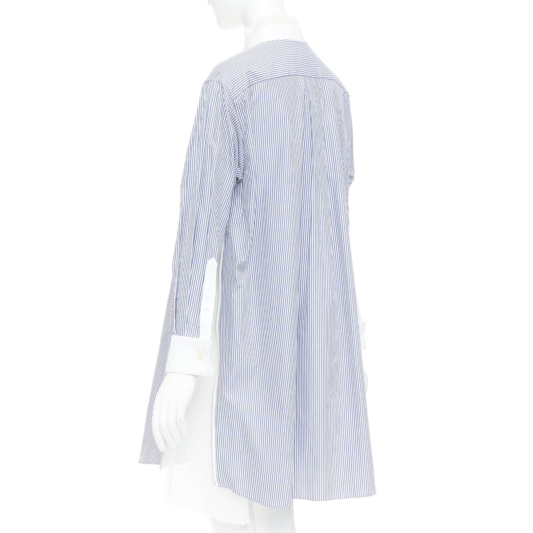 SACAI 2017 robe chemise à col roulé en popeline de coton rayée bleu et blanc JP1 S Pour femmes en vente