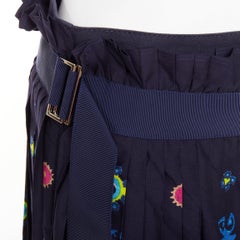 SACAI 2017 navy multicolor circus print belted pleated wrap skorts JP1 S
