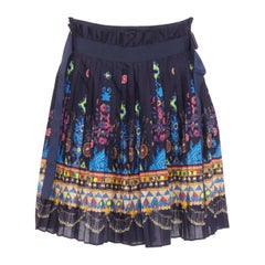 SACAI 2017 navy multicolor circus print belted pleated wrap skorts JP1 S