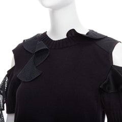 Sacai 2018 noir robe en tricot à volants asymétriques en coton mélangé JP1 S