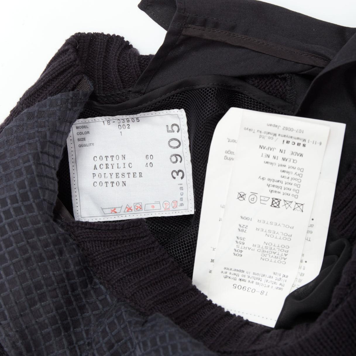 SACAI 2018 black cotton blend asymmetric ruffle hi low knitted dress JP1 S 3