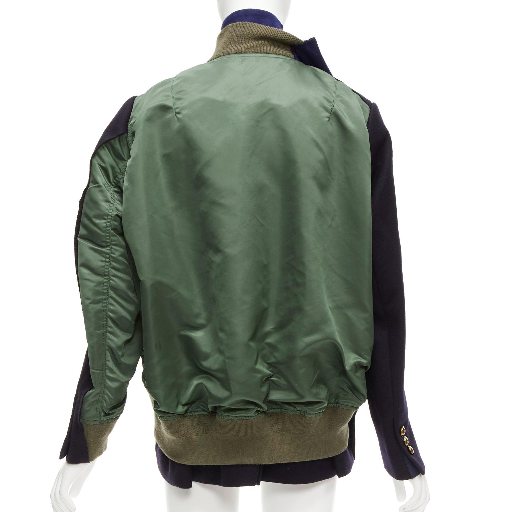 SACAI 2018 black khak hybrid deconstructed half bomber coat jacket JP2 M 1