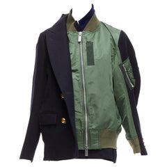 SACAI 2018 black khak hybrid deconstructed half bomber coat jacket JP2 M