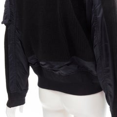 SACAI 2018 black wool knit nylon insert deconstructed bomber jacket JP1 S