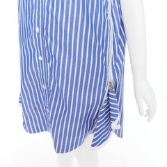 SACAI 2018 blue white cotton striped cascade zip side shirt dress JP2 M