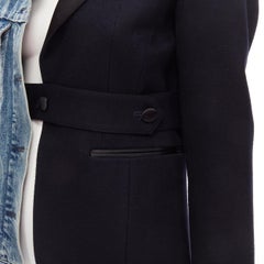 SACAI 2018 deconstructed navy wool tuxedo blue denim split jacket JP1 S