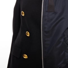 SACAI 2018 Runway black gold buttons hybrid bomber blazer coat JP1 S