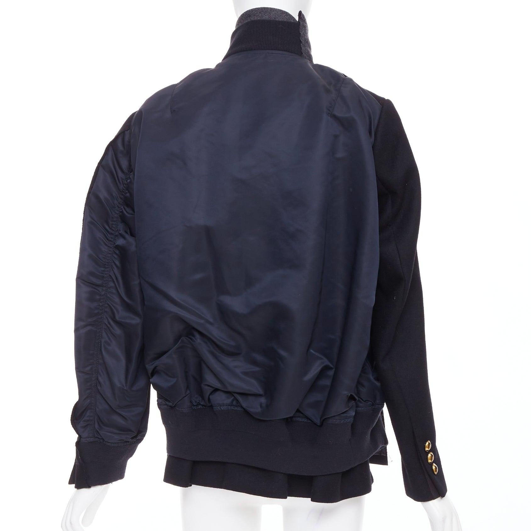 SACAI 2018 Passerella nero bottoni oro ibrido bomber blazer cappotto JP1 S in vendita 1