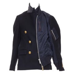 SACAI 2018 Runway black gold buttons hybrid bomber blazer coat JP1 S