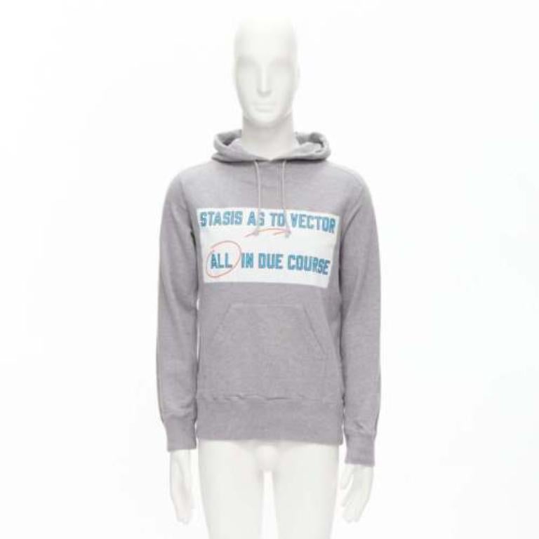 SACAI 2018 Stasis grey cotton slogan print hoodie sweatshirt JP1 S
Reference: YNWG/A00177
Brand: Sacai
Designer: Chitose Abe
Collection: 2018
Material: Cotton
Color: Grey, White
Pattern: Abstract
Closure: Pullover
Extra Details: 